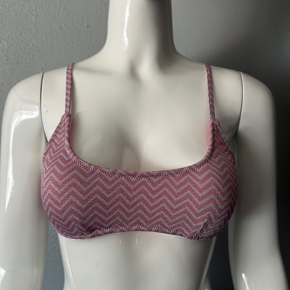 Pink and white sparkle Bathing suit top - Picture 1 of 8